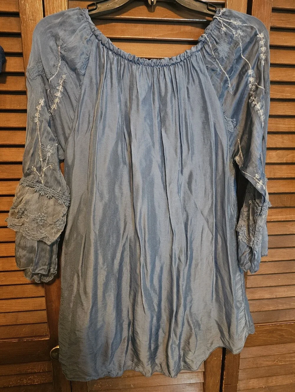 Tempo Paris Silk Blend Peasant Blouse — Size Medium
